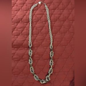 Talbots long necklace in silver and gray